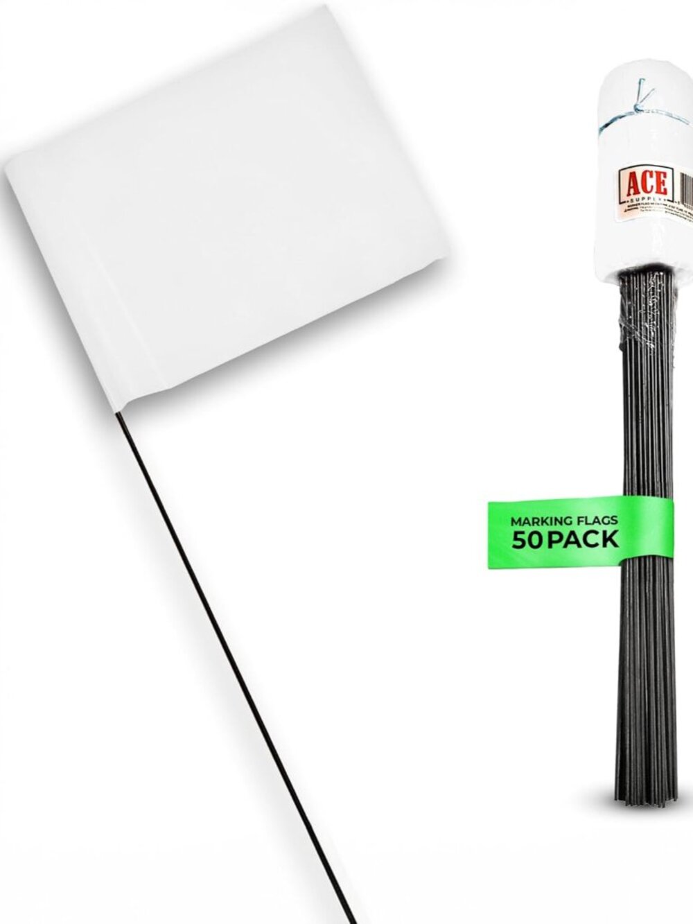 White Flags for Marking Yard - 4x5x15 Inch Invisible Fence Flags for Dogs - 50 P